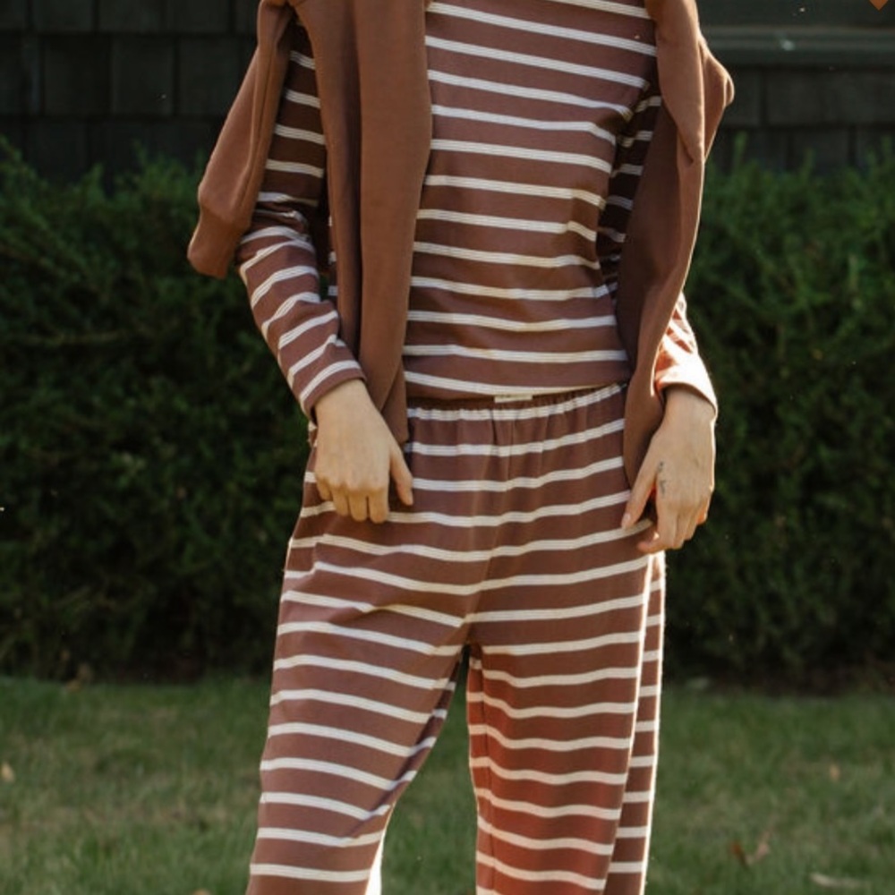 SOLD PARKE Mocha striped set - long sleeve and pants